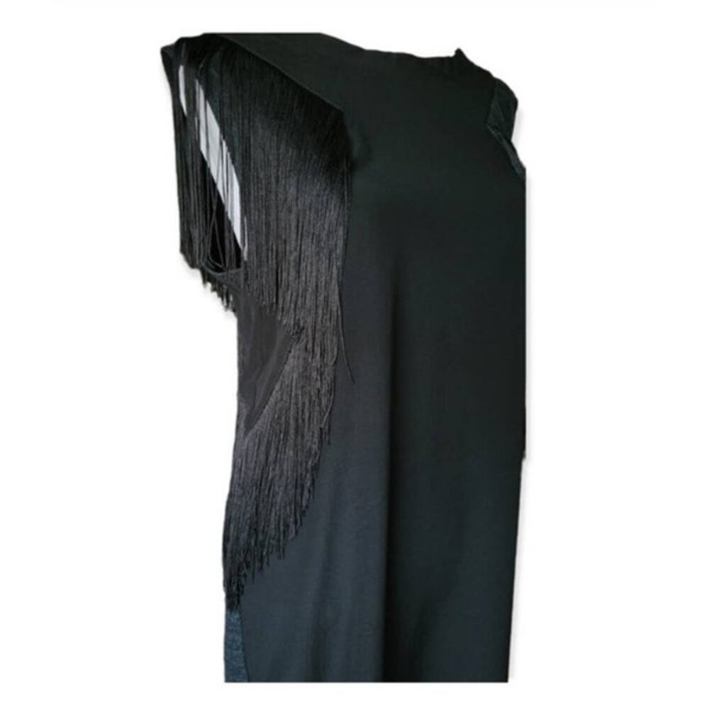 Rebecca Taylor fringe little black silk‎ mini dress sz M Mint Cond - Picture 12 of 16